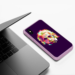 Чехол iPhone XS Max матовый Альберт Эйнштейн: Арт, цвет: 3D-сиреневый — фото 2