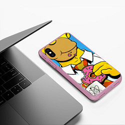 Чехол iPhone XS Max матовый Homer with donut, цвет: 3D-розовый — фото 2