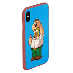 Чехол iPhone XS Max матовый Homer Dad, цвет: 3D-красный — фото 2