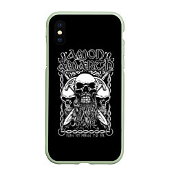 Чехол iPhone XS Max матовый Amon Amarth: Trio Skulls, цвет: 3D-салатовый