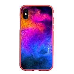 Чехол iPhone XS Max матовый Узор цвета, цвет: 3D-красный