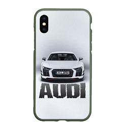 Чехол iPhone XS Max матовый Audi серебро, цвет: 3D-темно-зеленый