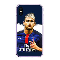 Чехол iPhone XS Max матовый Neymar: Fly Emirates, цвет: 3D-светло-сиреневый