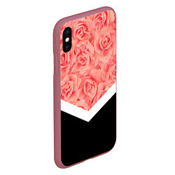 Чехол iPhone XS Max матовый Розовые розы, цвет: 3D-малиновый — фото 2