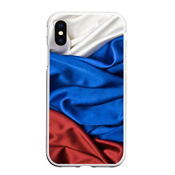 Чехол iPhone XS Max матовый Российский Триколор, цвет: 3D-белый