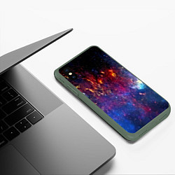 Чехол iPhone XS Max матовый Космос, цвет: 3D-темно-зеленый — фото 2