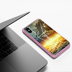 Чехол iPhone XS Max матовый Удар молнии, цвет: 3D-розовый — фото 2