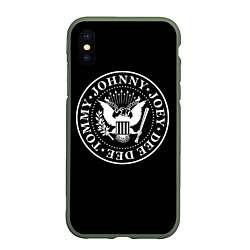 Чехол iPhone XS Max матовый The Ramones, цвет: 3D-темно-зеленый