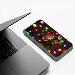 Чехол iPhone XS Max матовый Парень с лампочками, цвет: 3D-темно-зеленый — фото 2