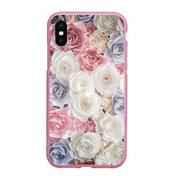 Чехол iPhone XS Max матовый Букет из роз, цвет: 3D-розовый