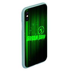 Чехол iPhone XS Max матовый Green Day лучи, цвет: 3D-мятный — фото 2