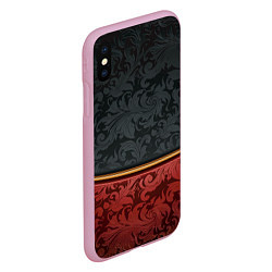 Чехол iPhone XS Max матовый Узоры Black and Red, цвет: 3D-розовый — фото 2