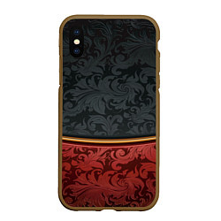 Чехол iPhone XS Max матовый Узоры Black and Red, цвет: 3D-коричневый