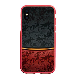 Чехол iPhone XS Max матовый Узоры Black and Red, цвет: 3D-красный