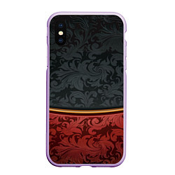 Чехол iPhone XS Max матовый Узоры Black and Red, цвет: 3D-сиреневый