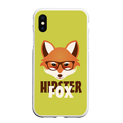Чехол iPhone XS Max матовый Hipster Fox, цвет: 3D-белый