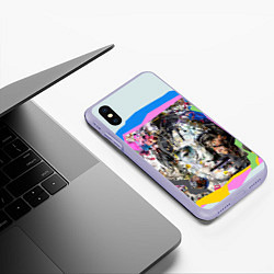 Чехол iPhone XS Max матовый John Lennon: Abstraction, цвет: 3D-светло-сиреневый — фото 2
