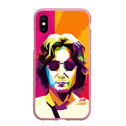 Чехол iPhone XS Max матовый Джон Леннон: фан-арт, цвет: 3D-розовый