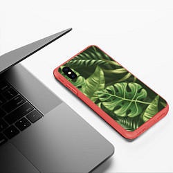 Чехол iPhone XS Max матовый Доисторический лес, цвет: 3D-красный — фото 2