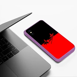 Чехол iPhone XS Max матовый АлисА: Черный & Красный, цвет: 3D-фиолетовый — фото 2