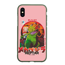Чехол iPhone XS Max матовый Godzilla Reptar, цвет: 3D-темно-зеленый