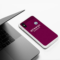 Чехол iPhone XS Max матовый Man City FC: Away 17/18, цвет: 3D-белый — фото 2