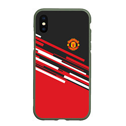 Чехол iPhone XS Max матовый Man UTD FC: Sport Line 2018, цвет: 3D-темно-зеленый