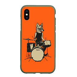 Чехол iPhone XS Max матовый Drums Fox, цвет: 3D-темно-зеленый