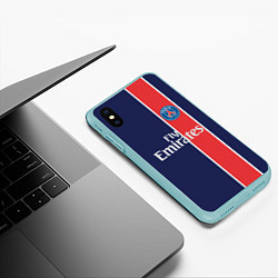 Чехол iPhone XS Max матовый FC PSG: Original, цвет: 3D-мятный — фото 2