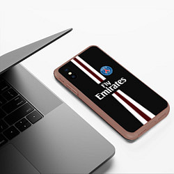 Чехол iPhone XS Max матовый PSG FC: Black 2018, цвет: 3D-коричневый — фото 2