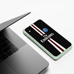 Чехол iPhone XS Max матовый PSG FC: Black 2018, цвет: 3D-салатовый — фото 2