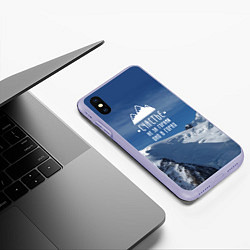 Чехол iPhone XS Max матовый Счастье в горах, цвет: 3D-светло-сиреневый — фото 2
