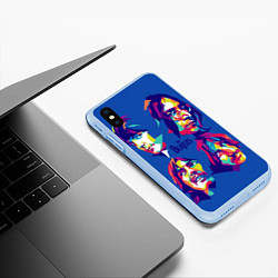 Чехол iPhone XS Max матовый The Beatles: Faces, цвет: 3D-голубой — фото 2