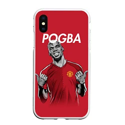 Чехол iPhone XS Max матовый FC MU: Pogba, цвет: 3D-белый