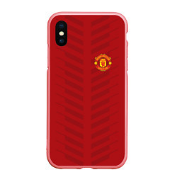 Чехол iPhone XS Max матовый Manchester United: Red Lines, цвет: 3D-баблгам