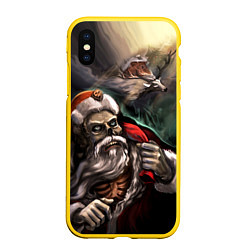 Чехол iPhone XS Max матовый Bad Santa Claus, цвет: 3D-желтый
