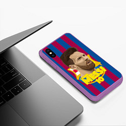 Чехол iPhone XS Max матовый FCB Lionel Messi, цвет: 3D-фиолетовый — фото 2