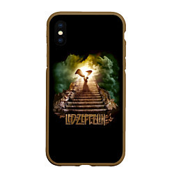 Чехол iPhone XS Max матовый Led Zeppelin: Way to Heaven, цвет: 3D-коричневый