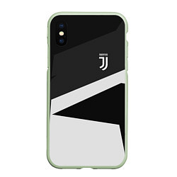 Чехол iPhone XS Max матовый FC Juventus: Sport Geometry, цвет: 3D-салатовый