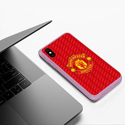 Чехол iPhone XS Max матовый FC Manchester United: Creative, цвет: 3D-сиреневый — фото 2