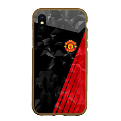 Чехол iPhone XS Max матовый FC Manchester United: Abstract, цвет: 3D-коричневый