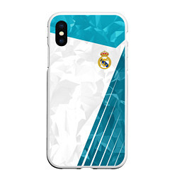 Чехол iPhone XS Max матовый FC Real Madrid: Abstract, цвет: 3D-белый