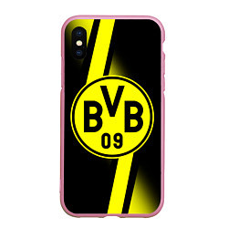 Чехол iPhone XS Max матовый FC Borussia Dortmund: Storm, цвет: 3D-розовый