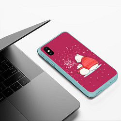 Чехол iPhone XS Max матовый Keep warm, цвет: 3D-мятный — фото 2