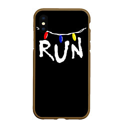 Чехол iPhone XS Max матовый Stranger Things RUN, цвет: 3D-коричневый