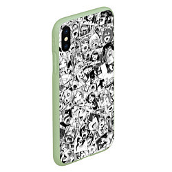Чехол iPhone XS Max матовый Ahegao: Black & White, цвет: 3D-салатовый — фото 2