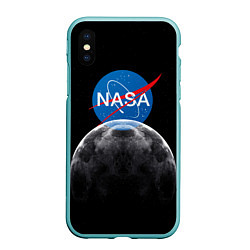 Чехол iPhone XS Max матовый NASA: Moon Rise, цвет: 3D-мятный