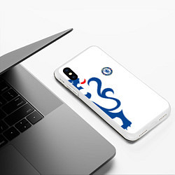 Чехол iPhone XS Max матовый FC Chelsea: White Lion, цвет: 3D-белый — фото 2