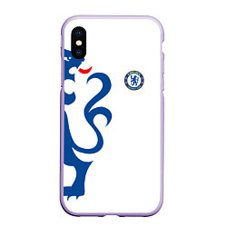 Чехол iPhone XS Max матовый FC Chelsea: White Lion, цвет: 3D-светло-сиреневый