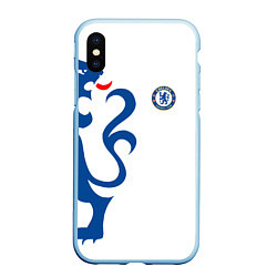 Чехол iPhone XS Max матовый FC Chelsea: White Lion, цвет: 3D-голубой